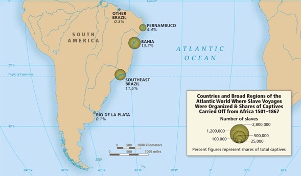 Countries and regions in the Atlantic World where slave voyages were organized